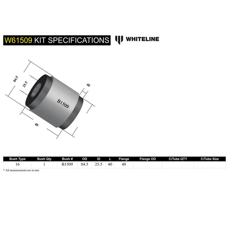 Whiteline W61509 Trailing Arm Centre Pivot Bushing