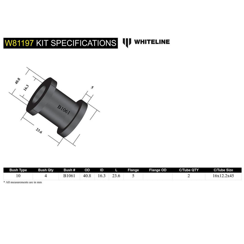 Whiteline W81197 Strut Rod To Chassis Bushing