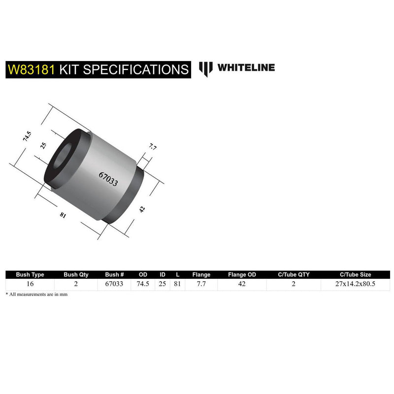 Whiteline W83181 Radius Arm Lower Bushing