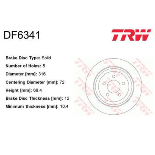TRW Disc Brake Rotor 316Mm DF6341S