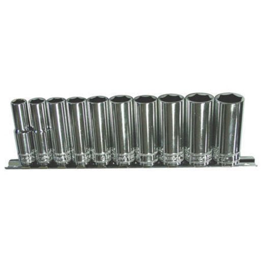 SP Tools Socket Rail 3/8"Dr Deep 12PT 10Pc Metric