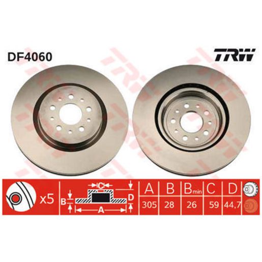 TRW Disc Brake Rotor 305Mm DF4060S