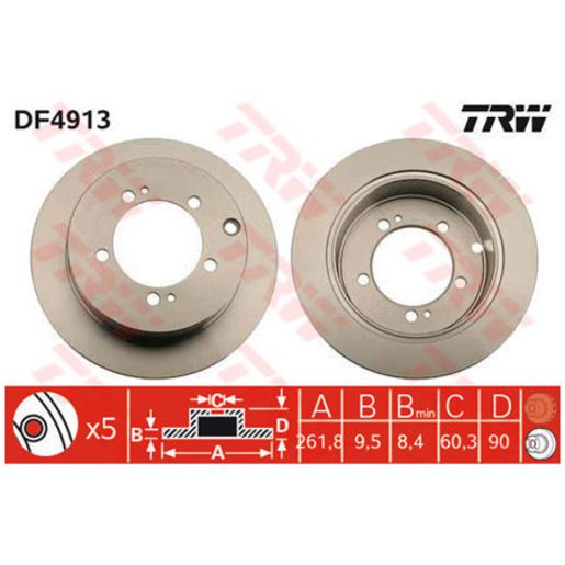 TRW Disc Brake Rotor 262Mm DF4913S