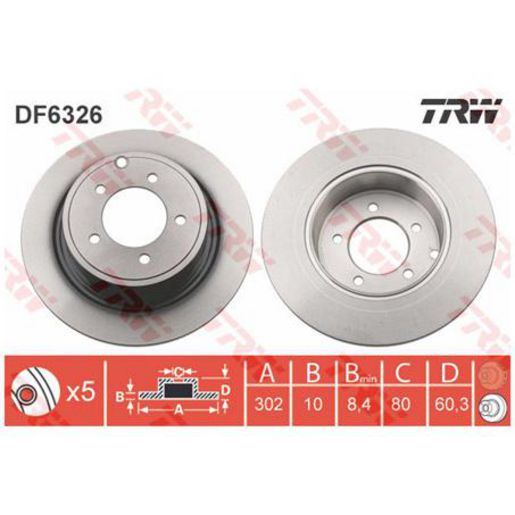 TRW Disc Brake Rotor 302mm DF6326S