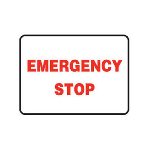 Safety Signs Emergency Stop Sticker 100 X 50Mm SSPRA101