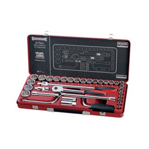 Sidchrome Socket Set 33Pc 1/2In Drive Metric SCMT14210