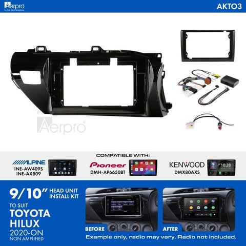 Aerpro 9/10 Inch Install Kit To Suit Toyota Hilux 2020-