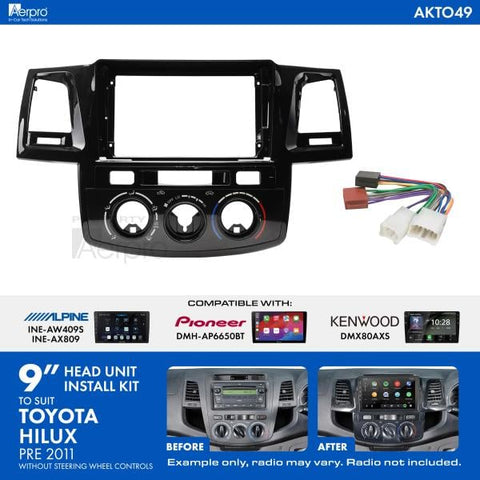 Aerpro 9 Inch Install Kit To Suit Toyota Hilux Pre 2011
