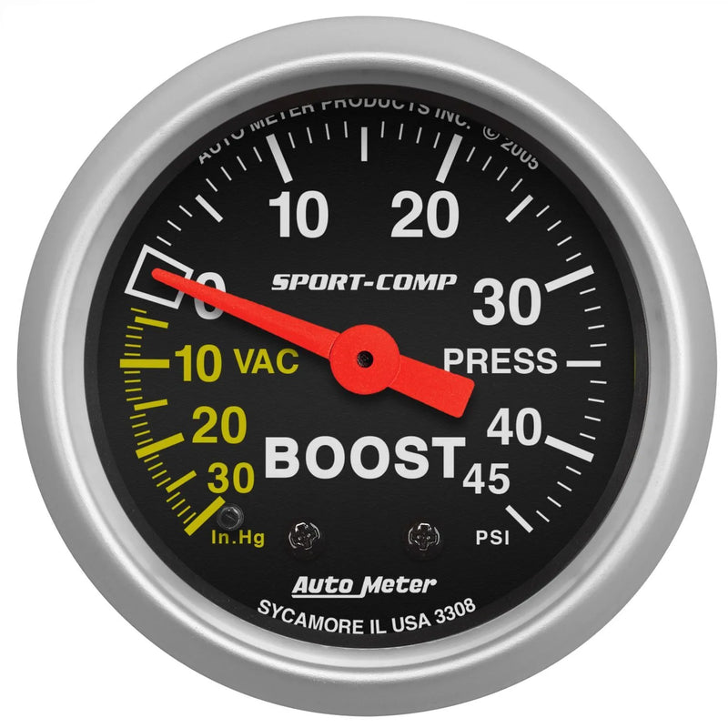 Autometer ATM3308 2-1/16" Boost/Vacuum 30 In HG/45 PSI