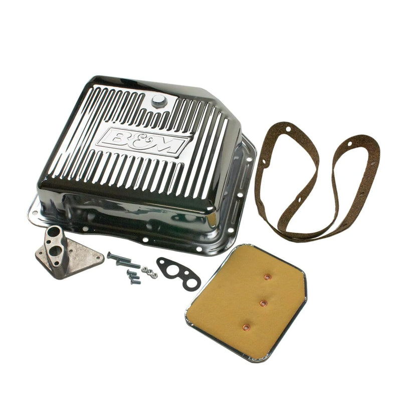 B&M 30289 Hi-Tek Deep Transmission Pan - Chrome Fits GM