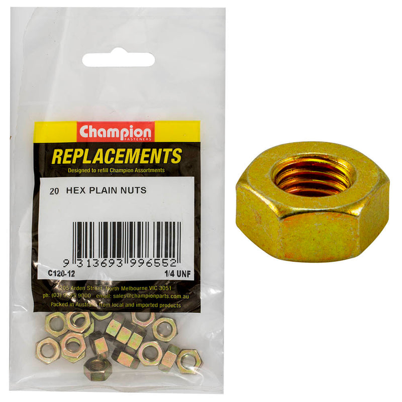 Champion Fasteners Hex Plain Nut 1/4In Unf Class 5 C120-12