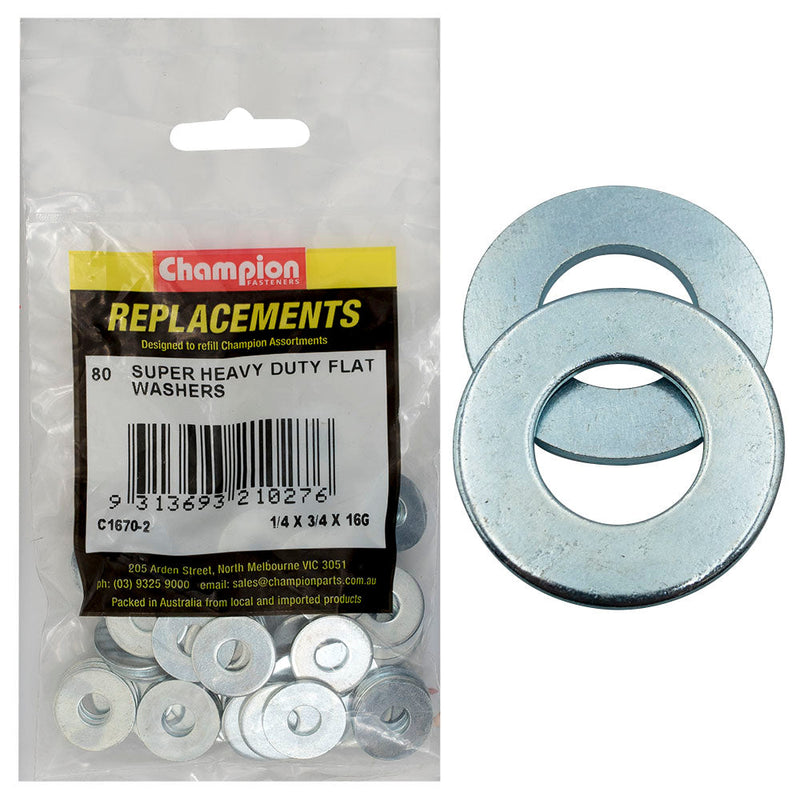 Champion Fasteners Washer Flat Super Heavy Duty 1/4In X