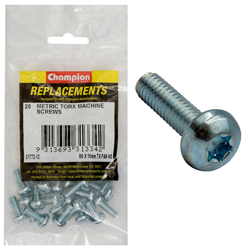 Champion Fasteners Machine Screw Pan Torx (Tx) M6 X 16mm