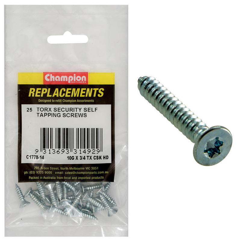 Champion Fasteners Self Tapper Screw Csk Torx (Tx) 4.8 X