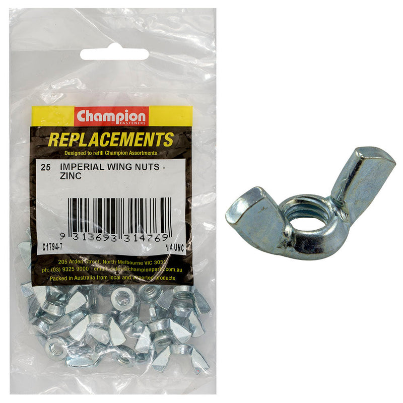 Champion Fasteners Wing Nut Steel Unc 1/4In Zinc Plated