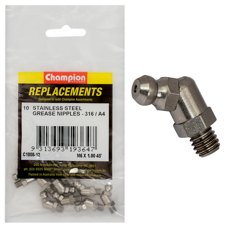 Champion Fasteners Grease Nipple Stainless Steel M6 X