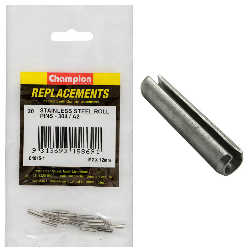 Champion Fasteners Roll Pin Stainless Steel 2 X 12mm