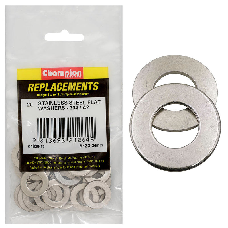 Champion Fasteners Washer Flat Stainless Steel M12 X 24mm
