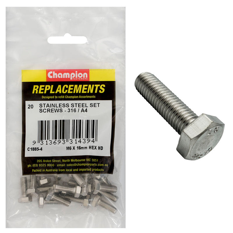 Champion Fasteners Hex Set Screw Stainless Steel M6 X