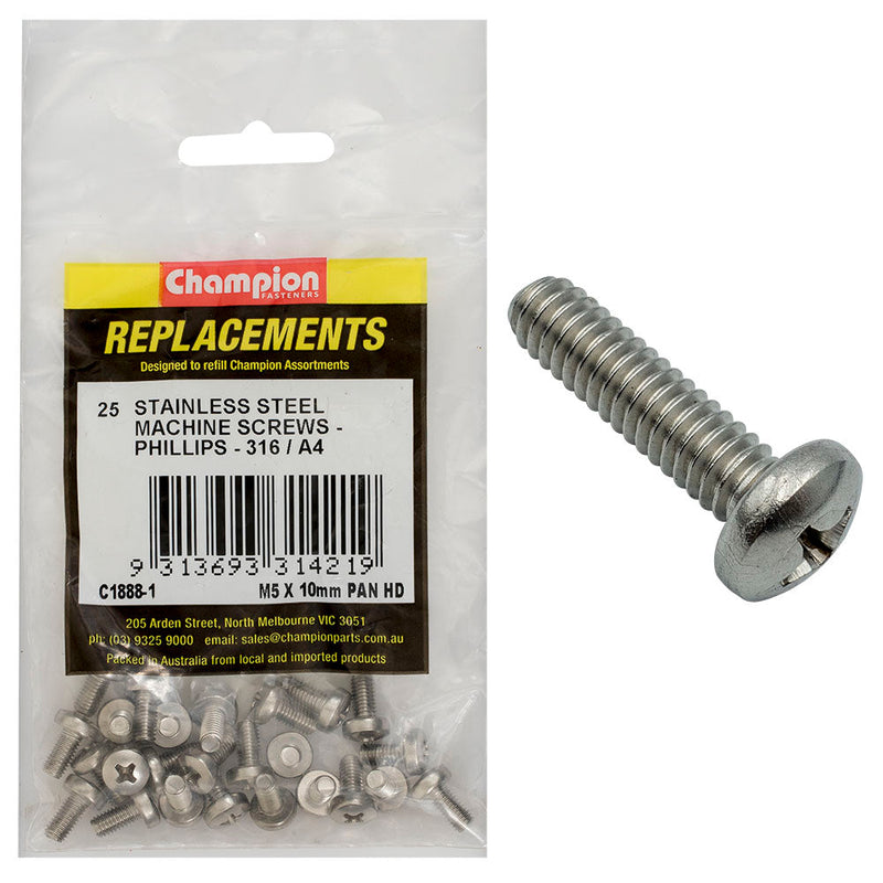 Champion Fasteners Machine Screw Pan Phillips Stainless