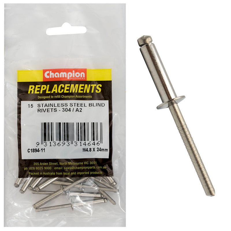 Champion Fasteners Rivet Blind Stainless Steel 4.8 X 24mm