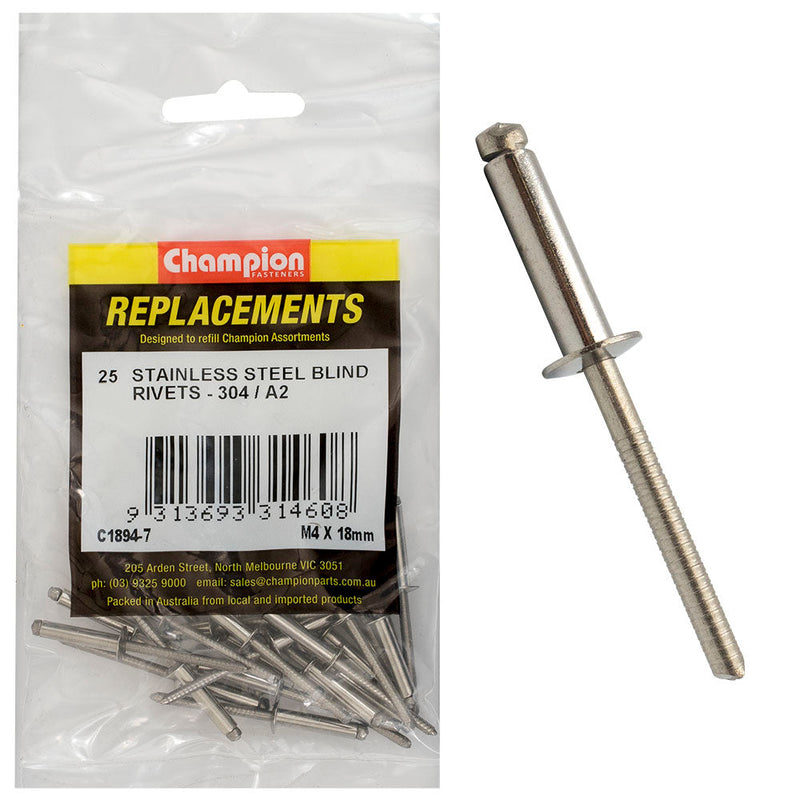 Champion Fasteners Rivet Blind Stainless Steel 4 X 18mm