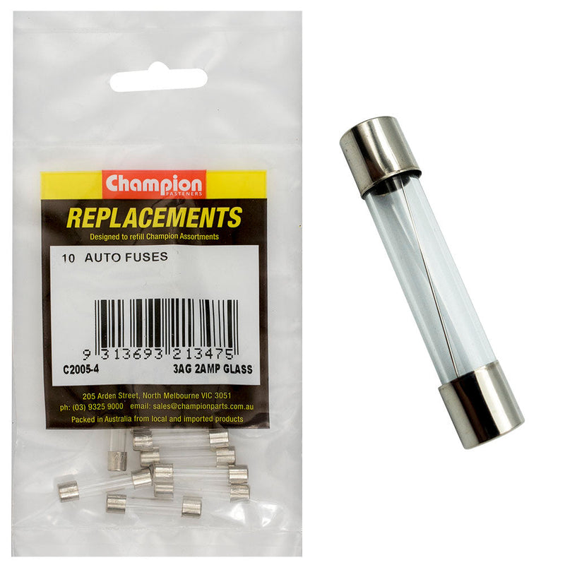 Champion Fasteners Fuse Glass 3Ag 2Amp C2005-4