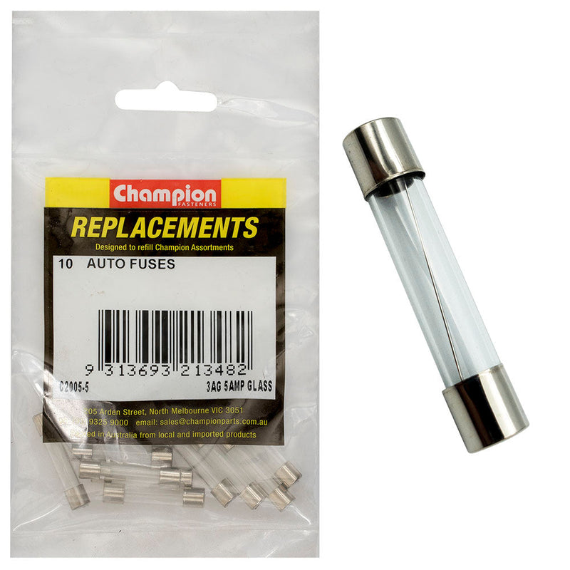 Champion Fasteners Fuse Glass 3Ag 5Amp C2005-5