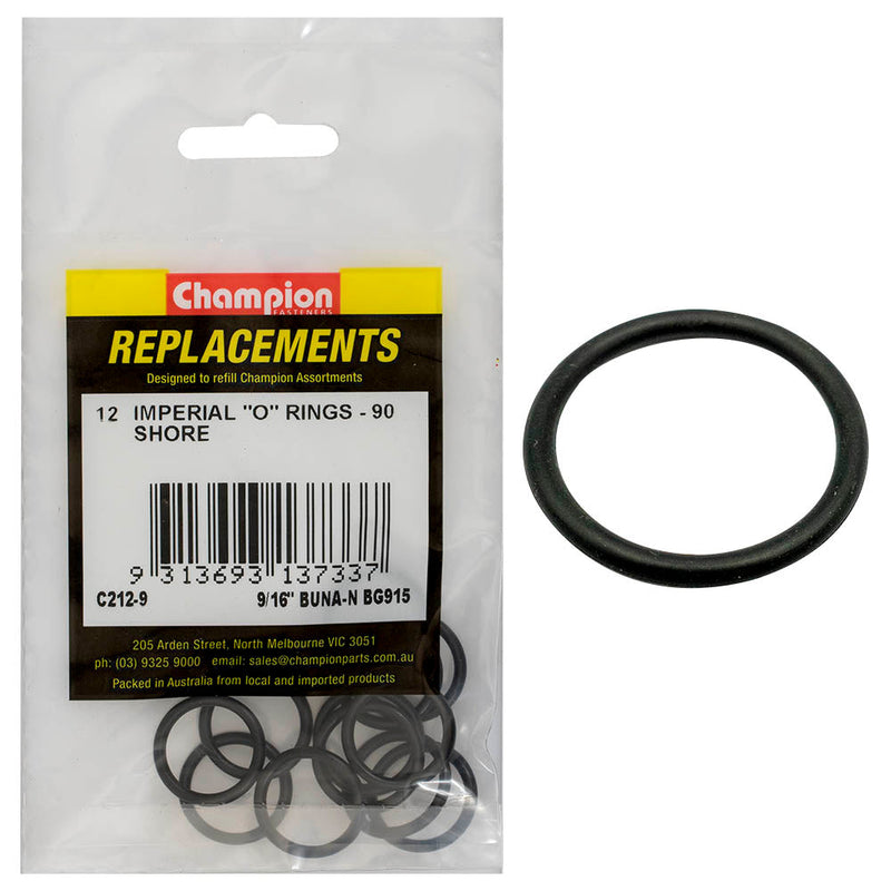Champion Fasteners O Ring Nitrile Rubber 90 Shore 9/16In