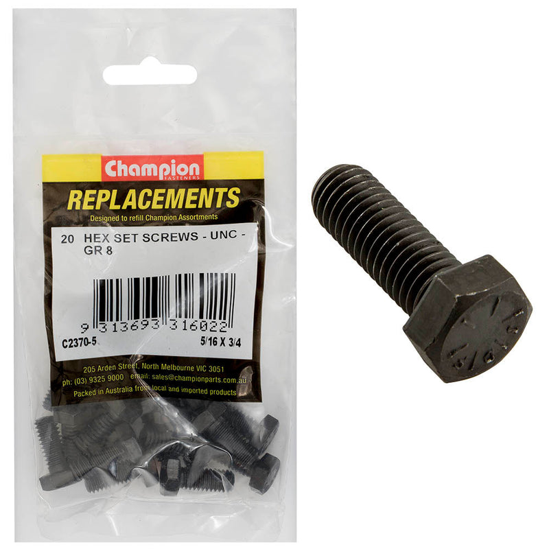 Champion Fasteners Hex Set Screw High Tensile 5/16in x