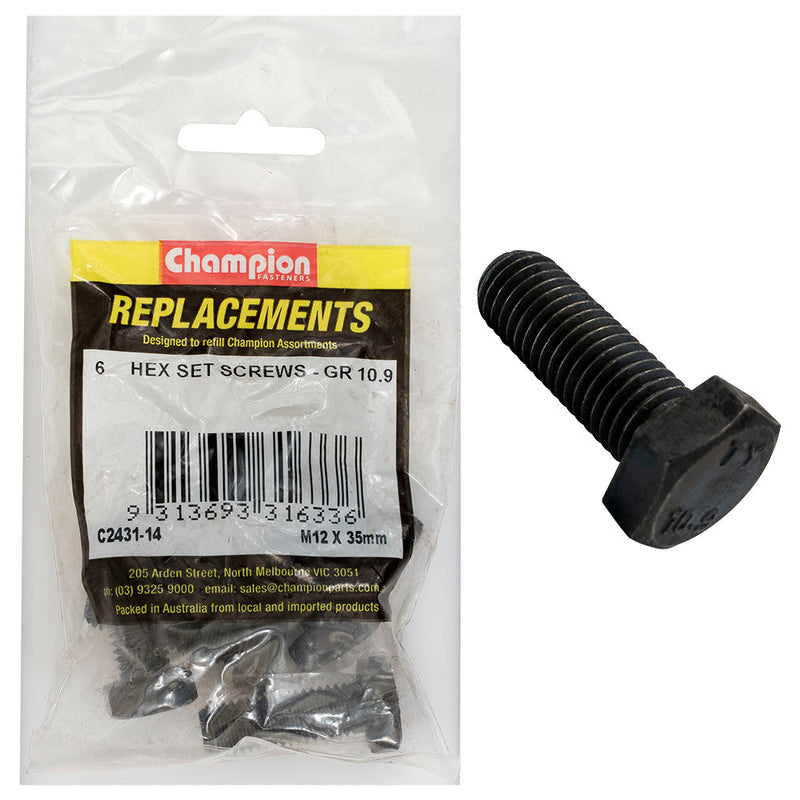 Champion Fasteners Hex Set Screw High Tensile M12 X 35mm