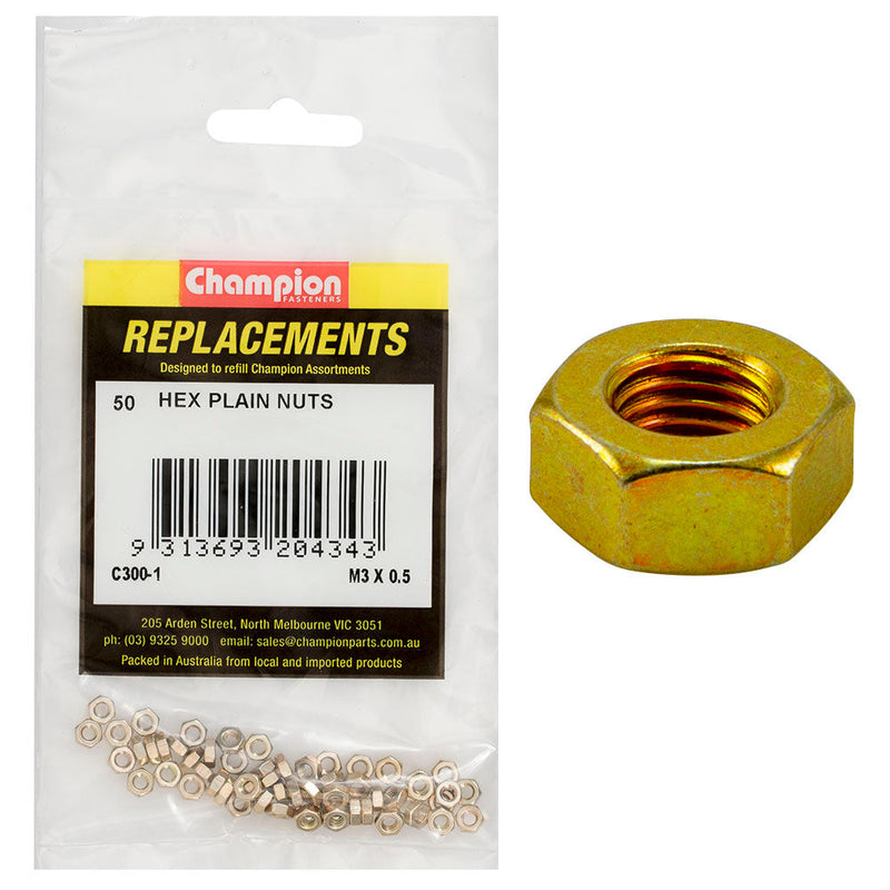 Champion Fasteners Hex Plain Nut High Tensile M3 X 0.5mm