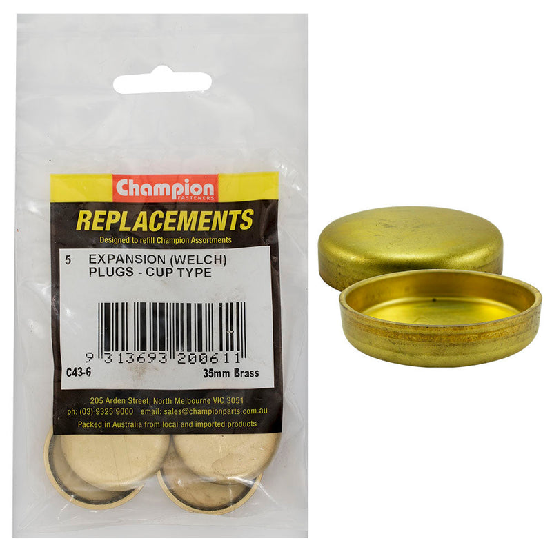 Champion Fasteners Welch Plug Cup Brass 35mm C43-6