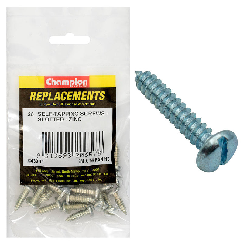 Champion Fasteners Self Tapper Screw Pan Slot 6.3 X 19mm