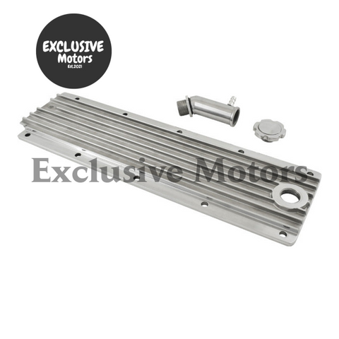 GM LS Engine Polished Finned Aluminum Valley Cover with Oil Filler (1997-2023)