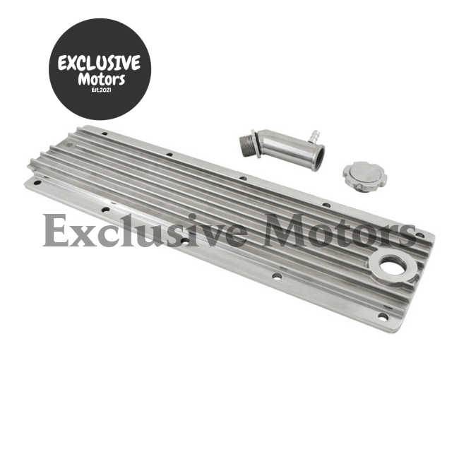GM LS Engine Polished Finned Aluminum Valley Cover with Oil Filler (1997-2023)