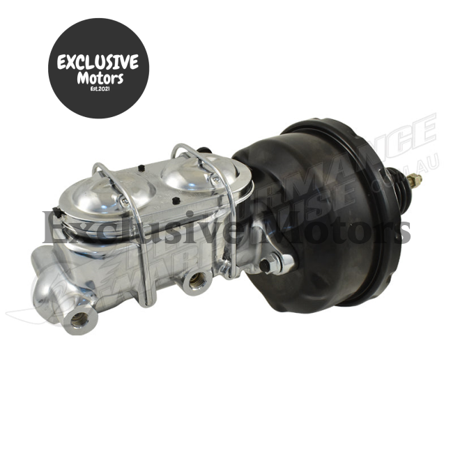 GM 1-1/8" Chrome Master Cylinder & 7" Black Brake Booster (1964-1972)