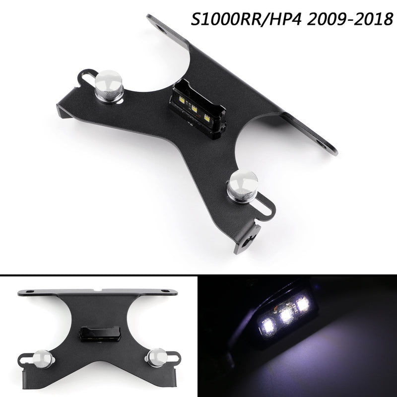 BMW S1000RR HP4 2009-2018 Generic CNC License Plate Bracket Number Holder Plate LED
