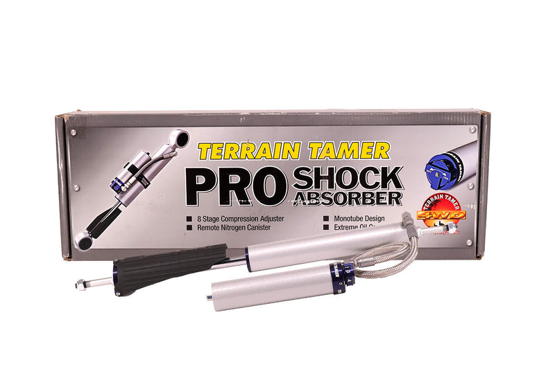 Terrain Tamer Pro Shock Absorber Front Pair Remote Res 8 Stage Adjust 50mm Lift - Toyota Landcruiser 80 Series - Terrain Tamer