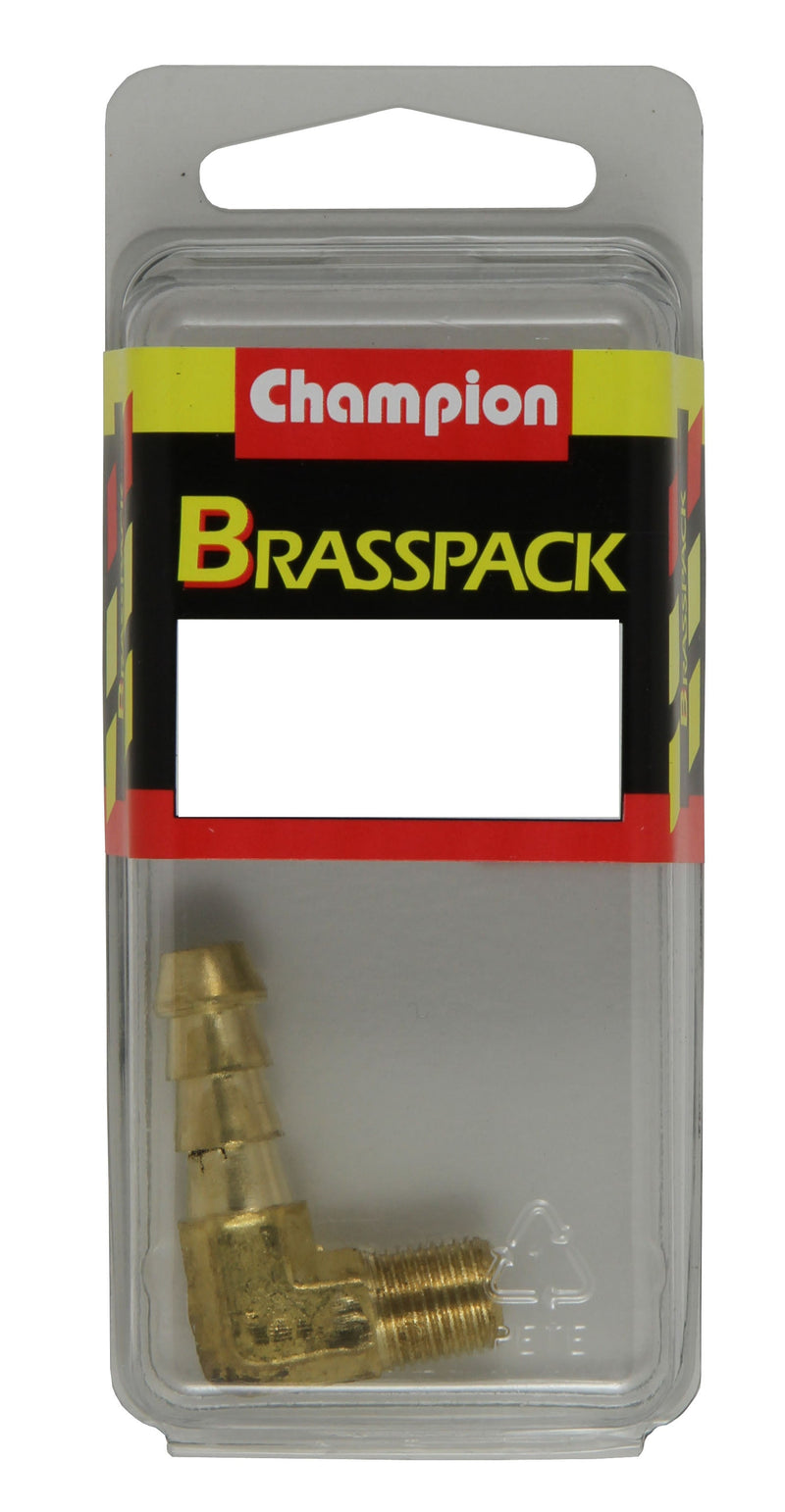 Champion Fasteners Hose Tail Elbow Male Brass 90 1/2In X