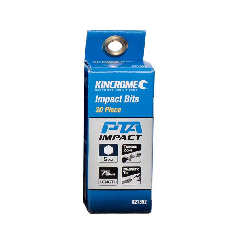 Kincrome Impact Bit Hex 5Mm 75Mm 20Pk K21352