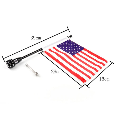 Harley Generic Custom Motorcycle Rear Side Mount Flag Pole with USA Flag