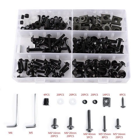 Honda Kawasaki Yamaha Suzuki Generic 177PCS Motorcycle Sportbike Windscreen Fairing Bolts Kit Fastener Clips Screws