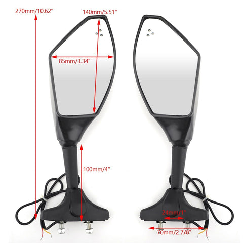 SUZUKI GSXR 600 750 1000 Hayabusa GSF SV Katana TL1000R Black Generic Pair LED Mirrors