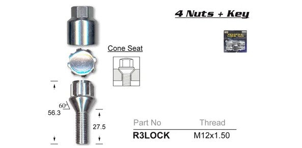 Nice Products Nut Set-Mag Wheel Locking M12-1.5 R3LOCK