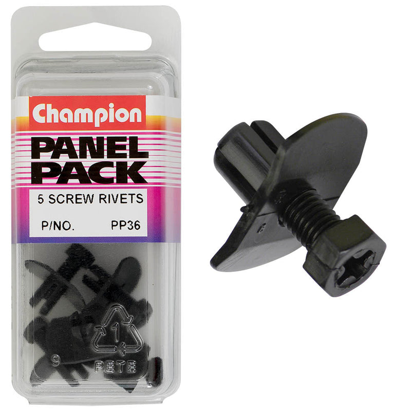 Champion Fasteners Push Rivet Black Len: 9mm Hole: 7mm