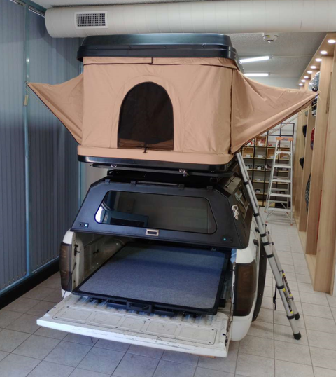 Beige Hard Shell Pop Up Roof Top Tent Waterproof 50mm Mattress