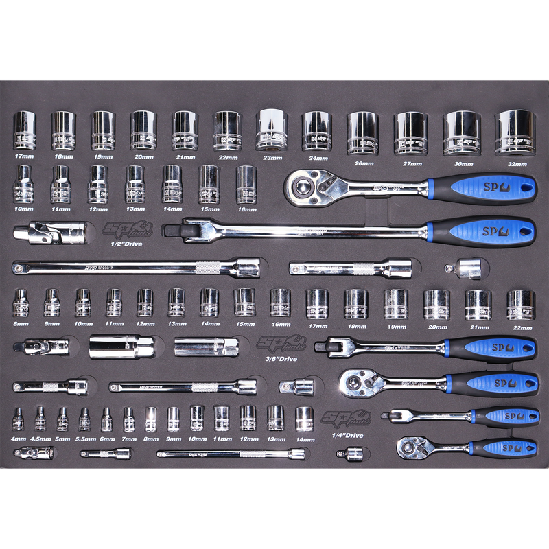 SP Tools 67Pc Metric Sockets & Accs EVA Foam tray Tool
