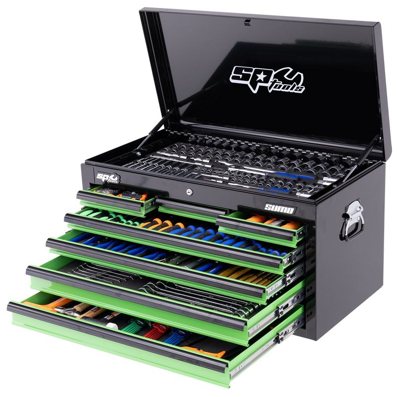 SP Tools 409Pc 7 Drawer /SAE Sumo Tool Kit Black/Green