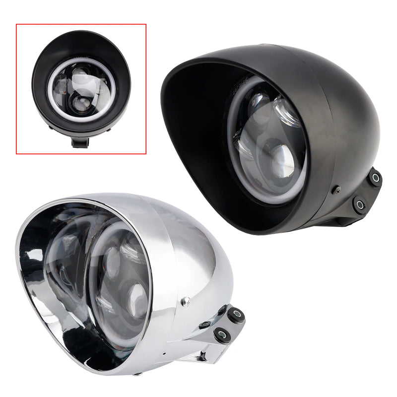 Powersports Pro 5.75" Motorcycle Spotlight Headlight Fog 4-Bulbs For Motorcycle Scooter Chrome